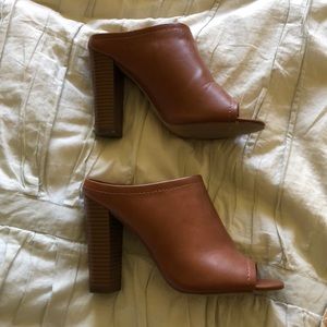 Cognac colored block heels